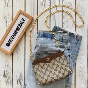 VINTAGE GUCCI GG BROWN MONOGRAM CANVAS SMALL CROSSBODY BAG ACCESSORY COLLECTION